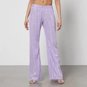 NEW STINE GOYA markus sequined mesh trousers in lavender